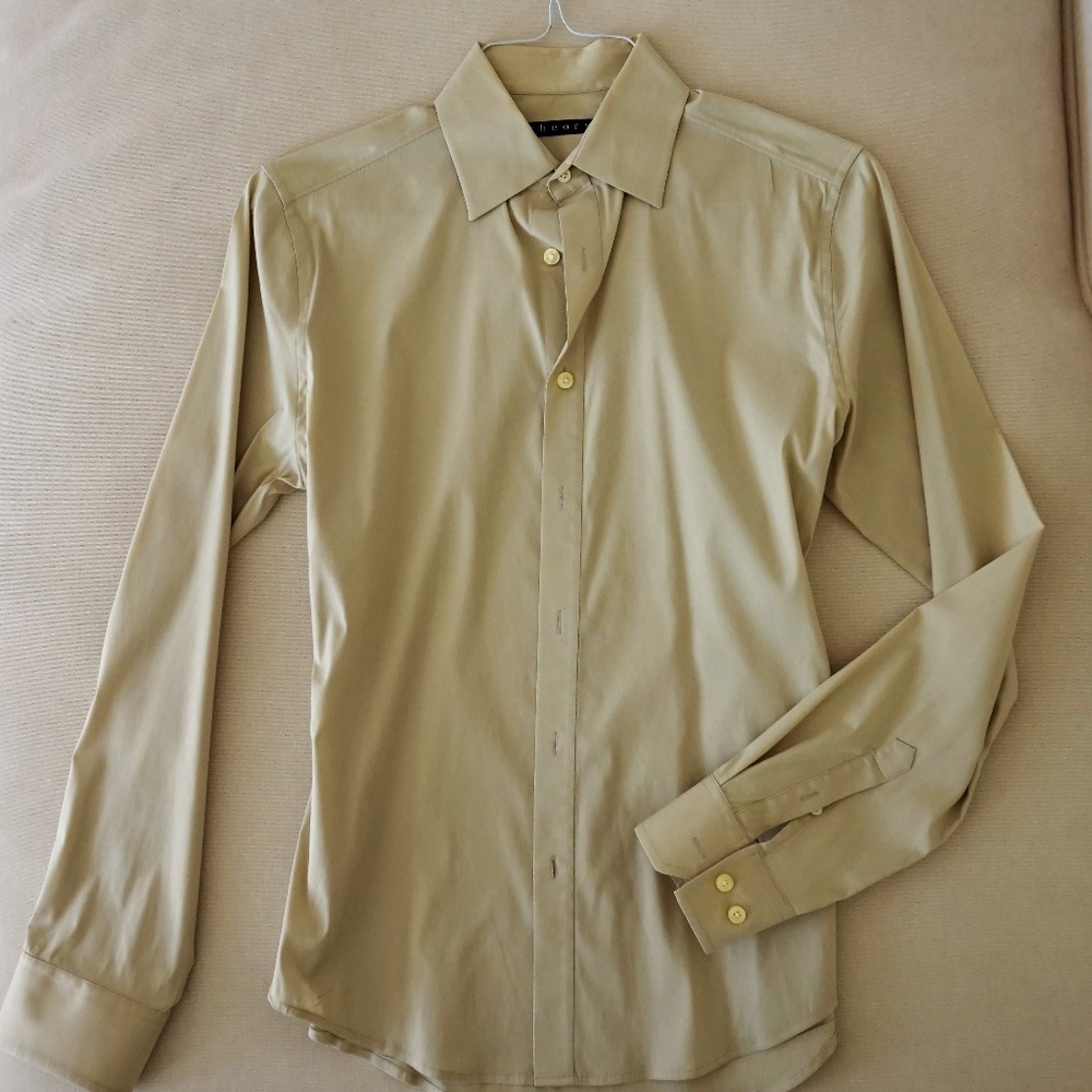 Theory Men's Button-Down Shirt, Size: S, Beige